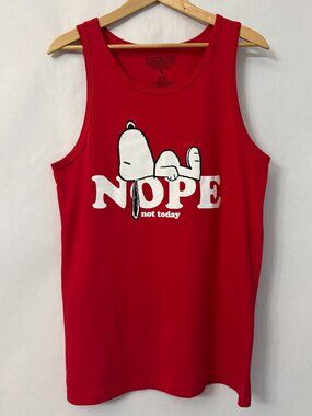 Peanuts Snoopy Nope Not Today Tank Top Red Size Small